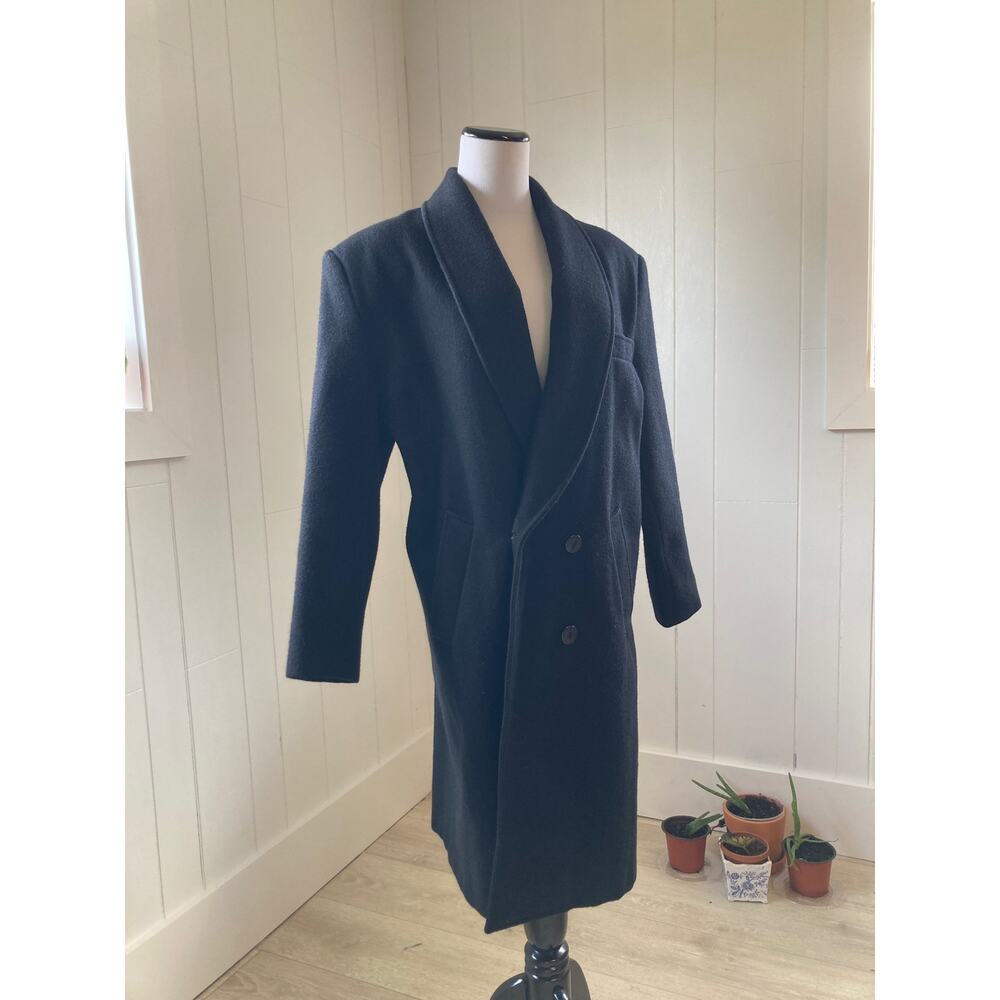 New York Style 100% Wool Black Coat, Size 8